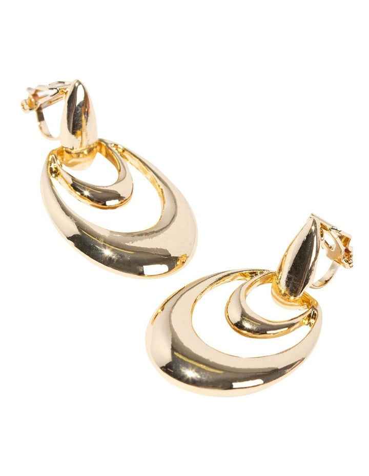 Orbit Drop Clip On Earrings in Gold