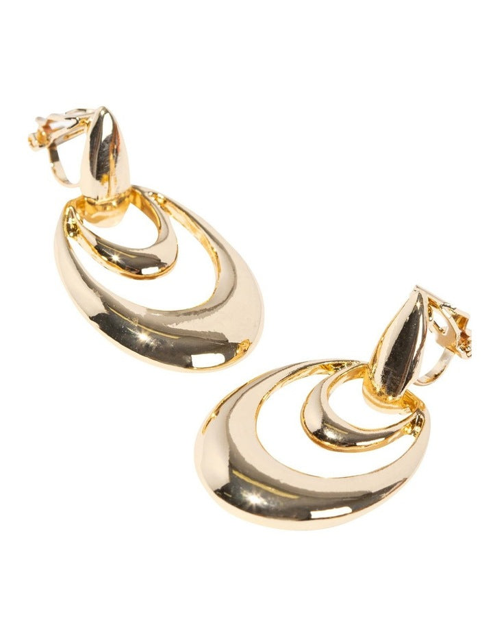 Orbit Drop Clip On Earrings in Gold