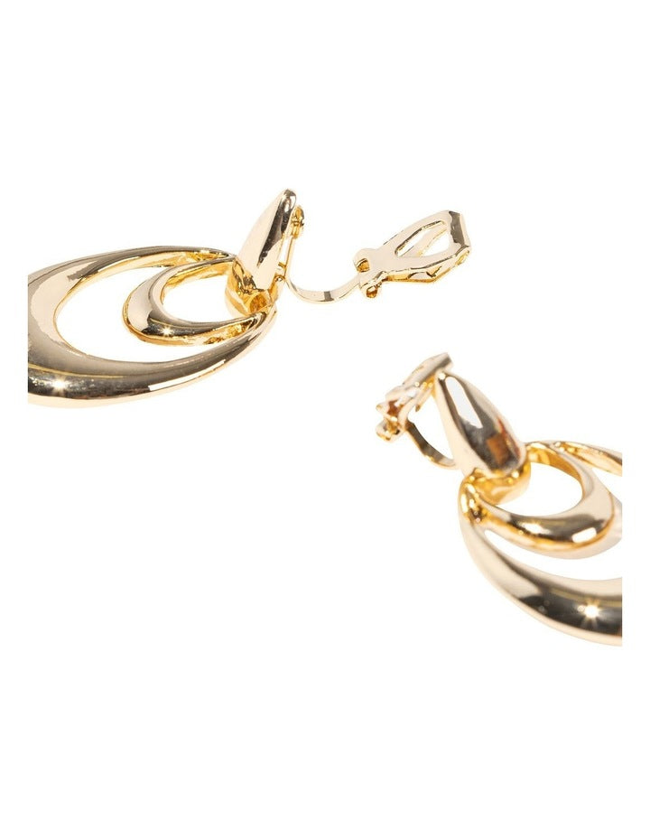 Orbit Drop Clip On Earrings in Gold