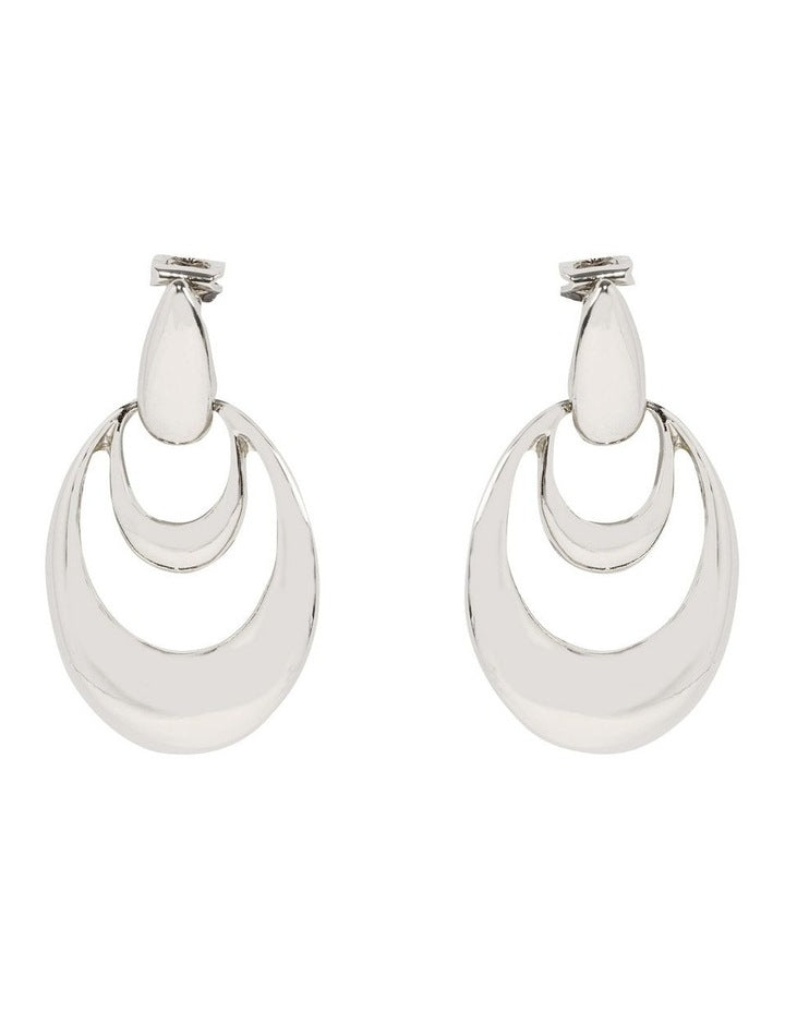 Orbit Drop Clip On Earrings in Silver