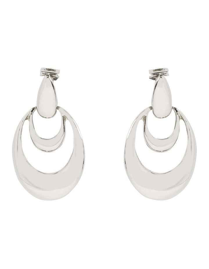 Orbit Drop Clip On Earrings in Silver