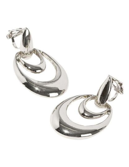 Orbit Drop Clip On Earrings in Silver