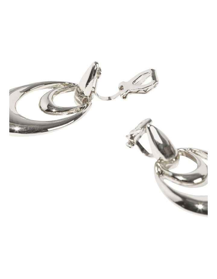 Orbit Drop Clip On Earrings in Silver