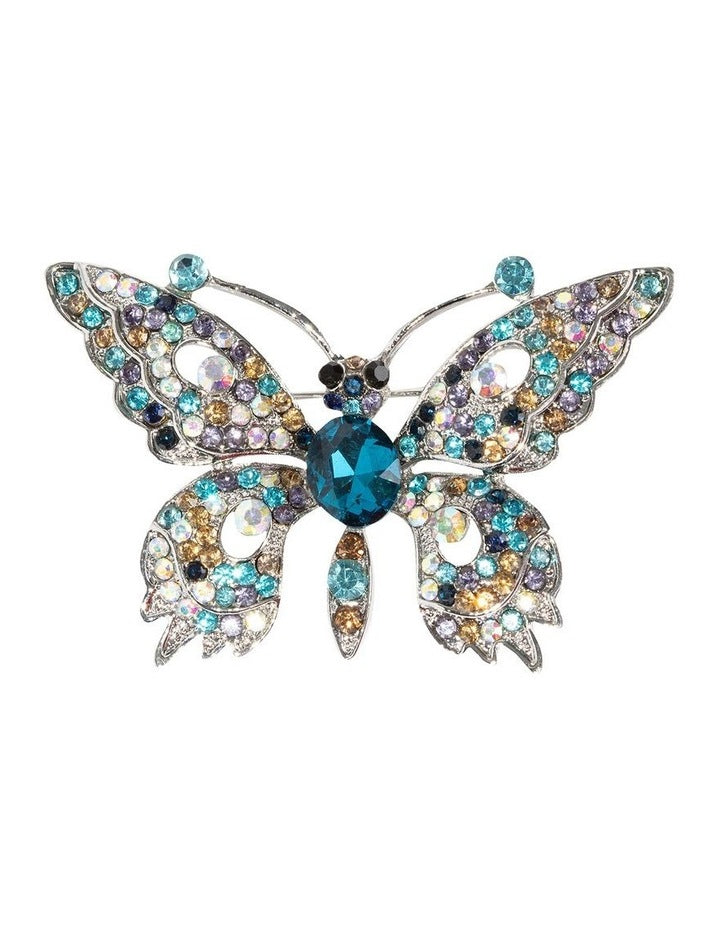 Gemstone Butterfly Brooch in Multi