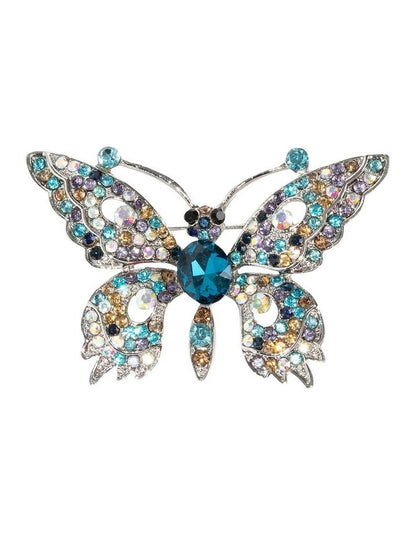 Gemstone Butterfly Brooch in Multi