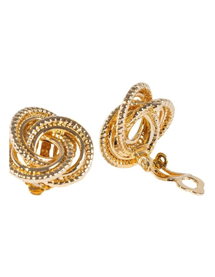 Dappled Knot Clip On Earrings in Gold