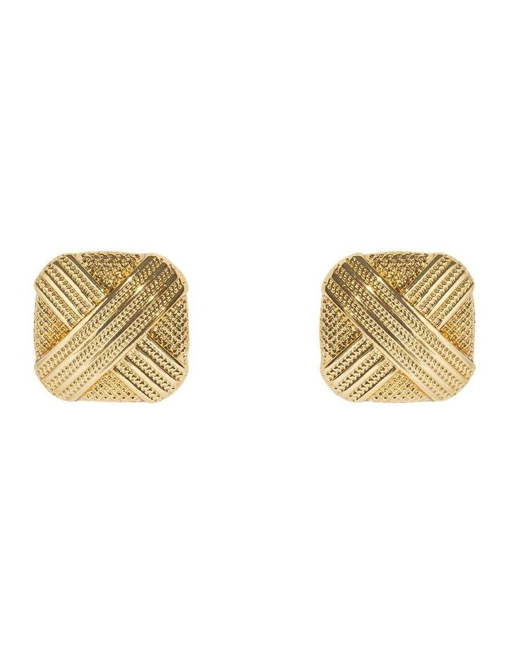 Cross Weave Stud Earrings in Gold