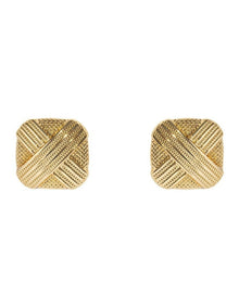 Cross Weave Stud Earrings in Gold