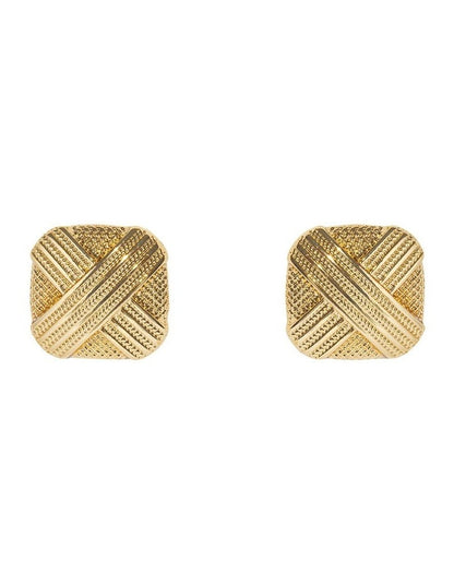 Cross Weave Stud Earrings in Gold
