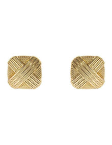 Cross Weave Stud Earrings in Gold