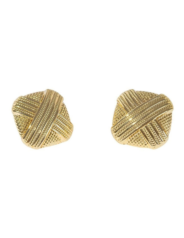 Cross Weave Stud Earrings in Gold