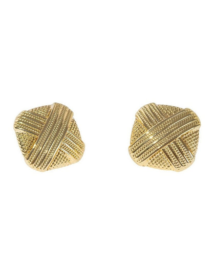 Cross Weave Stud Earrings in Gold
