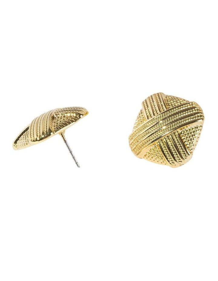 Cross Weave Stud Earrings in Gold