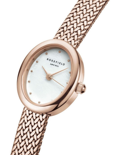 Mini Oval Watch 18mm MWRMR-M07 in White/Rose Gold-Tone
