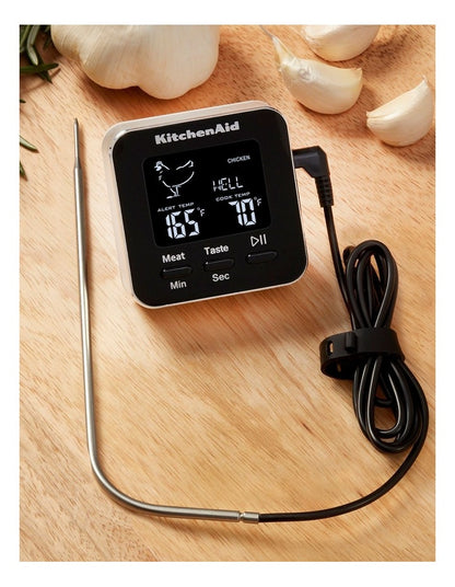 Digital Probe Thermometer with Timer in Black