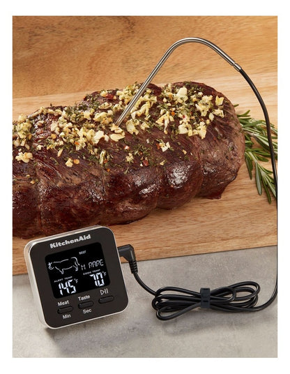 Digital Probe Thermometer with Timer in Black
