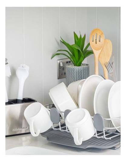 Compact Dish Drying Rack in Grey