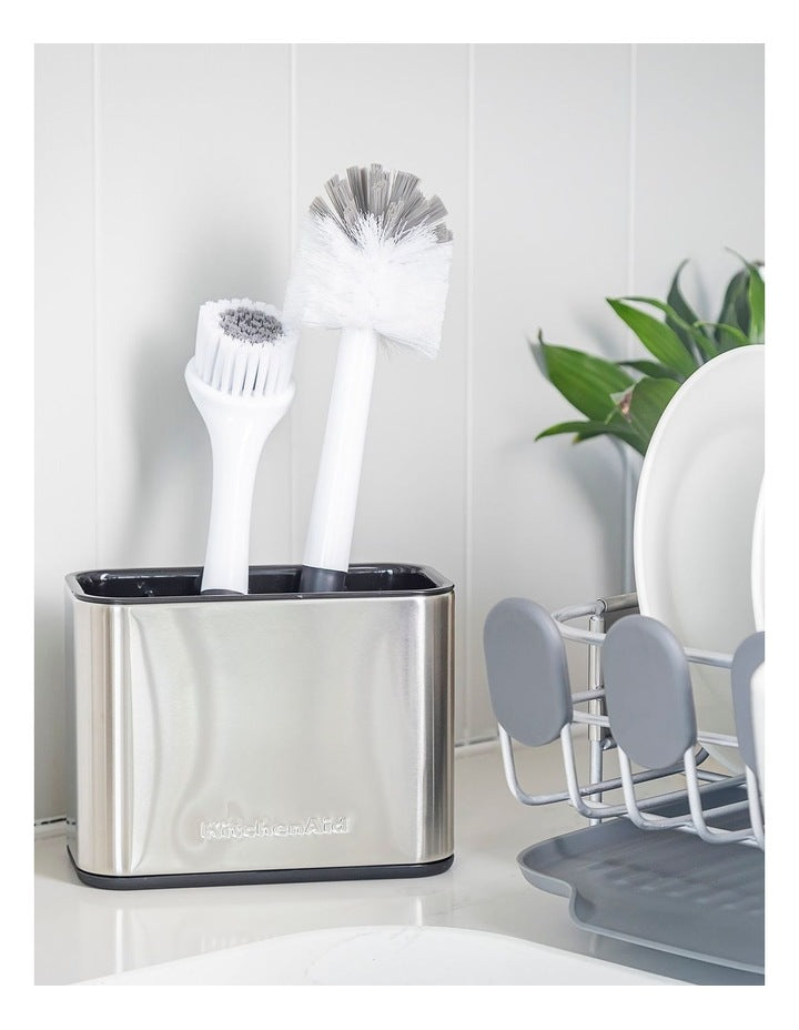 Stainless Steel Sink Brush Caddy in Silver