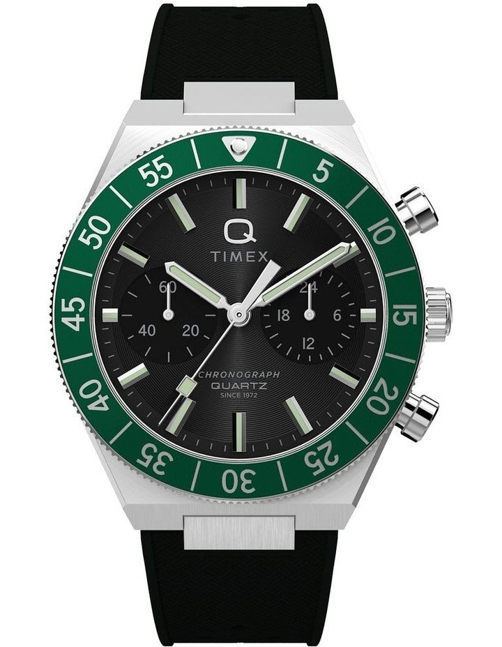 Continental Chronograph Synthetic Rubber Strap Watch 40mm in Black