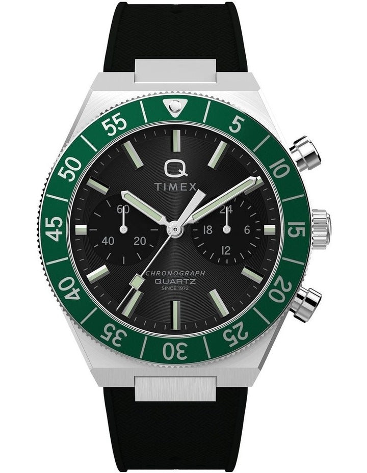 Continental Chronograph Synthetic Rubber Strap Watch 40mm in Black