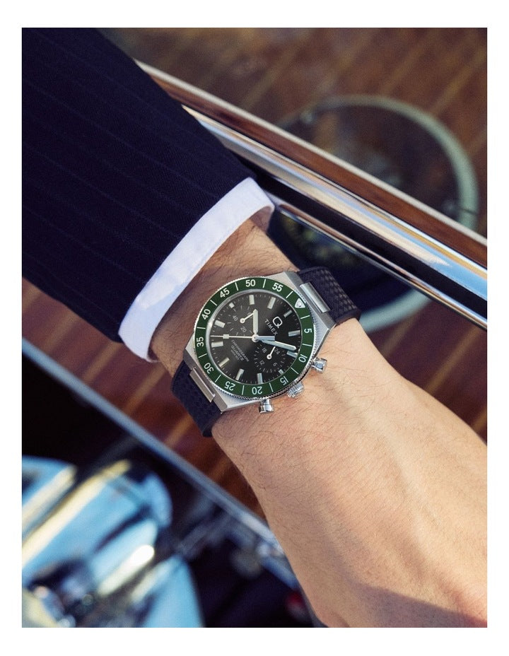 Continental Chronograph Synthetic Rubber Strap Watch 40mm in Black