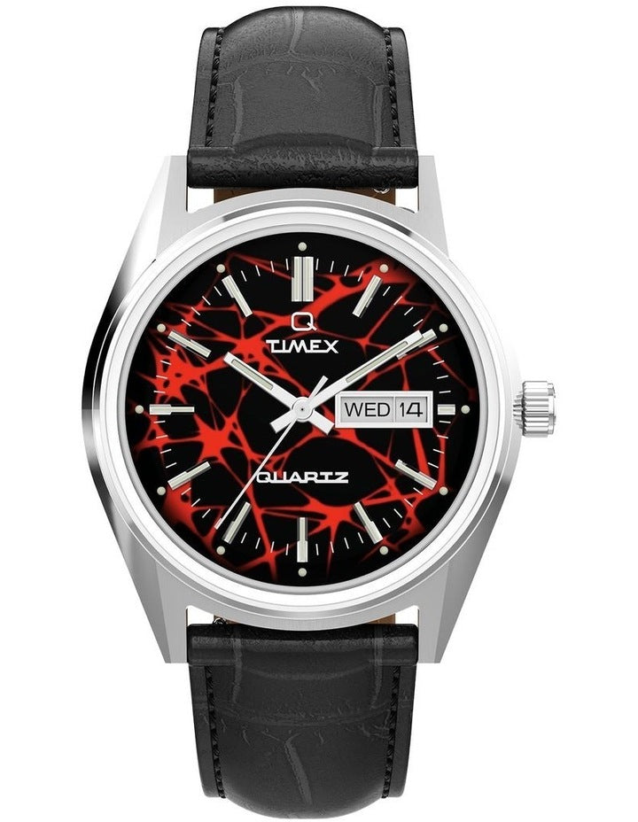 Vega 1978 Reissue Leather Strap Watch 38mm in Black