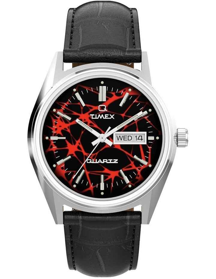 Vega 1978 Reissue Leather Strap Watch 38mm in Black