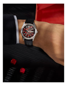 Vega 1978 Reissue Leather Strap Watch 38mm in Black