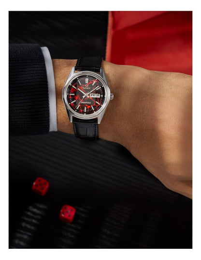 Vega 1978 Reissue Leather Strap Watch 38mm in Black
