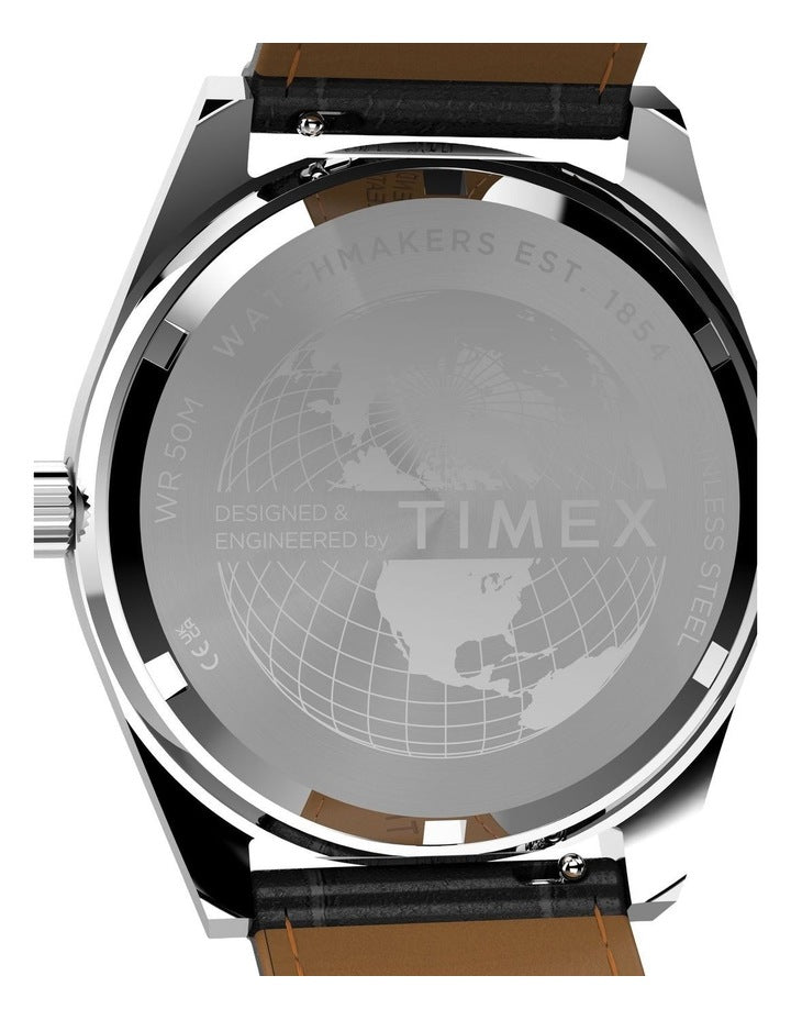 Vega 1978 Reissue Leather Strap Watch 38mm in Black