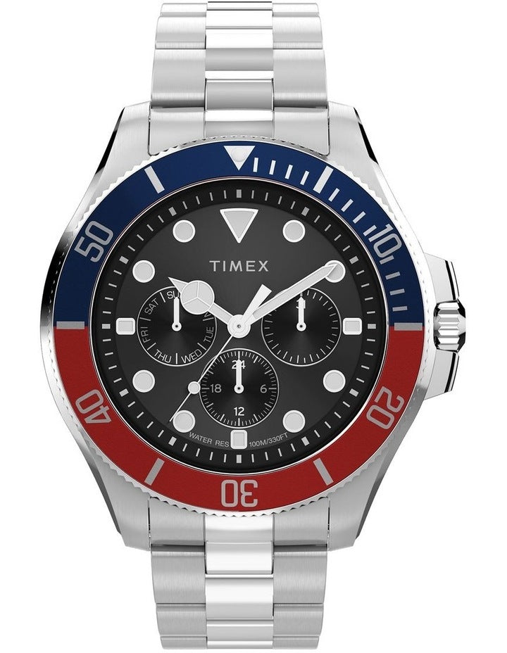 Harborside Coast Multifunction Stainless Steel Bracelet Watch 43mm in Silver