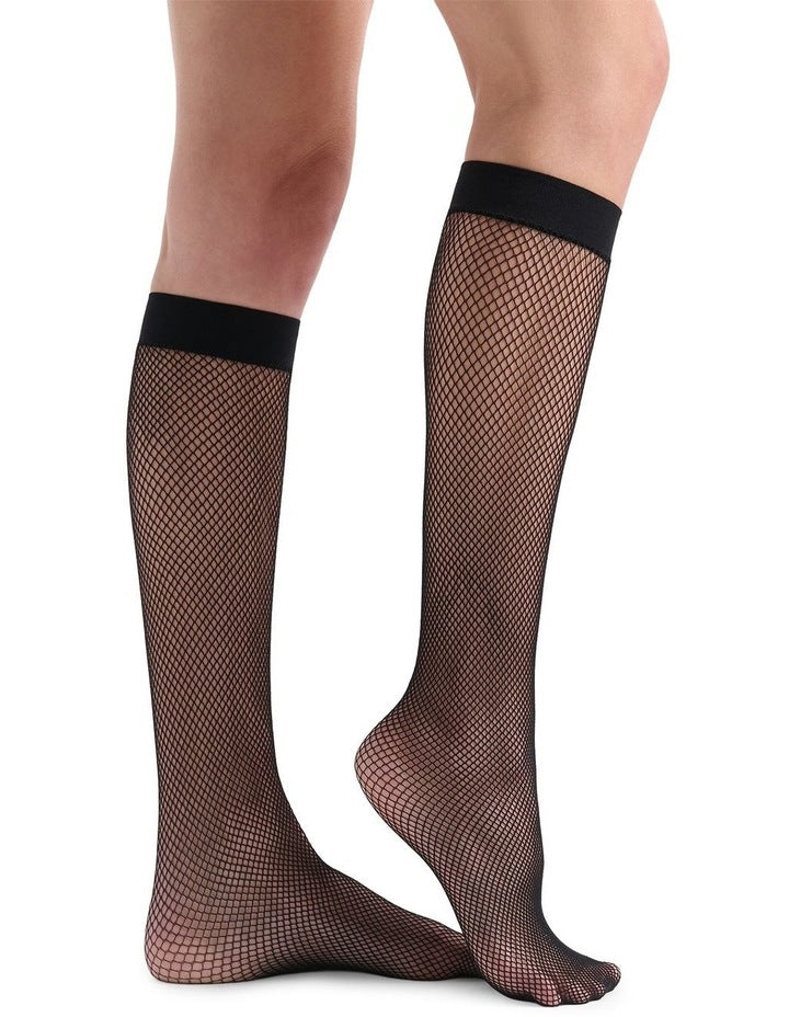 Knee High Fishnet Stockings in Black