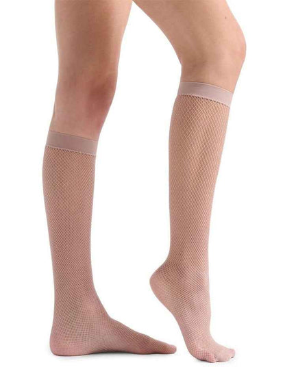 Knee High Fishnet Stockings in Bark