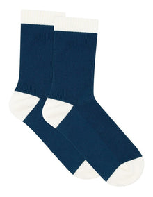 Organic Cotton Blend Two Tone Rib Crew Sock in Empress