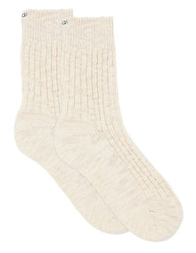Organic Cotton Blend Chunky Rib Crew Sock in Bone