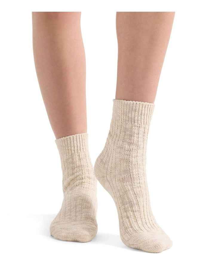 Organic Cotton Chunky Rib Crew Sock in Bone