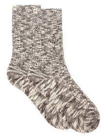 Organic Cotton Blend Chunky Rib Crew Sock in Coffee