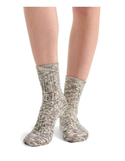 Organic Cotton Chunky Rib Crew Sock in Coffee