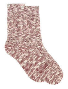 Organic Cotton Chunky Rib Crew Sock in Crimson