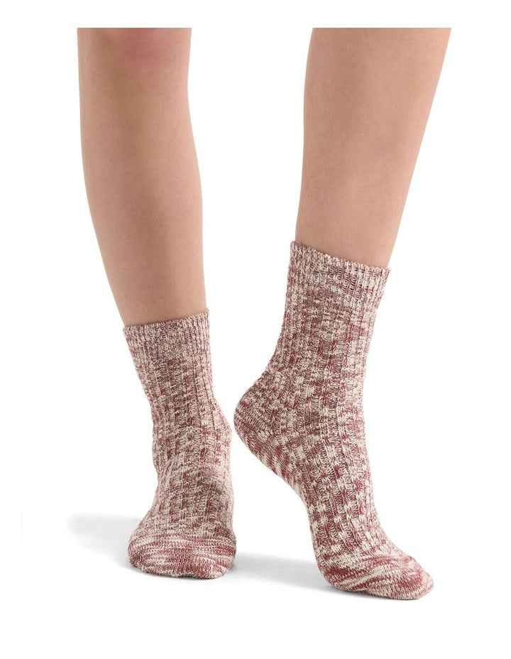 Organic Cotton Chunky Rib Crew Sock in Crimson