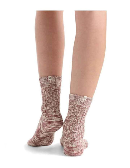 Organic Cotton Chunky Rib Crew Sock in Crimson