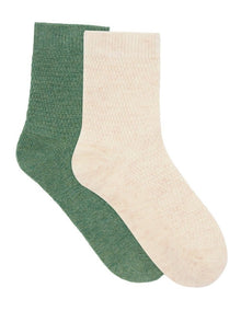Waffle Winter Blend Crew Sock 2 Pack in Bone/Fern