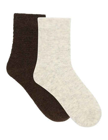 Waffle Winter Blend Crew Sock 2 Pack in Cream/Coffee