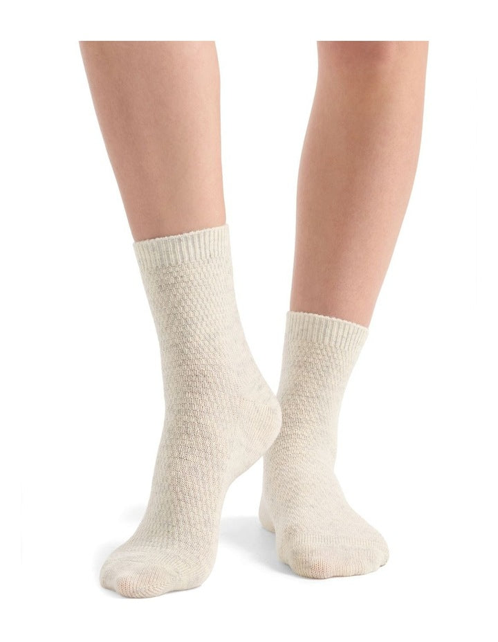 Waffle Winter Blend Crew Sock 2 Pack in Cream/Coffee