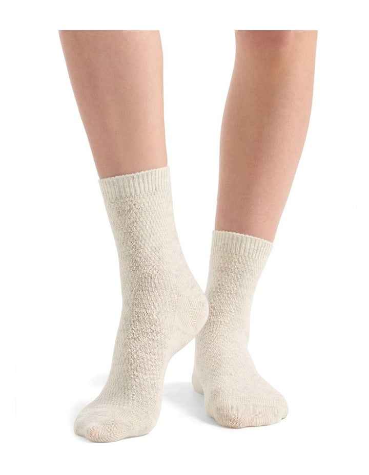 Waffle Winter Blend Crew Sock 2 Pack in Cream/Coffee
