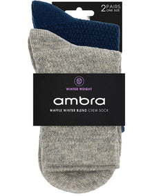 Waffle Winter Blend Crew Sock 2 Pack in Grey Marle/Empress