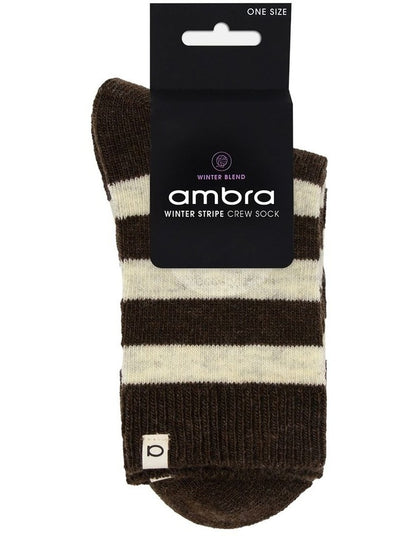 Winter Stripe Sock in Coffee