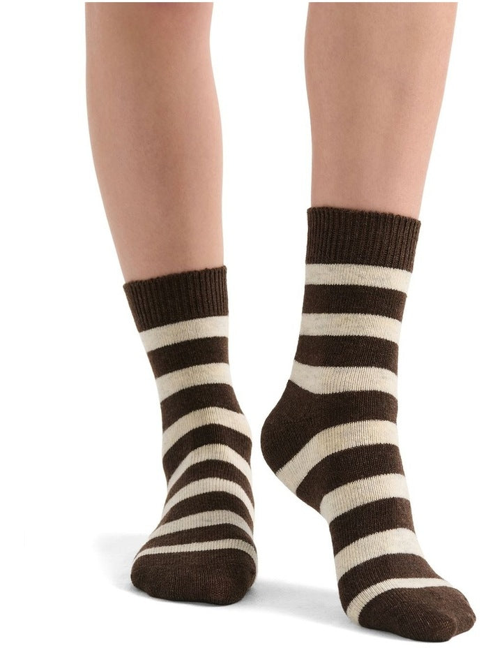 Winter Stripe Sock in Coffee