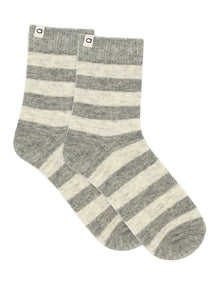 Winter Stripe Crew Sock in Grey Marle