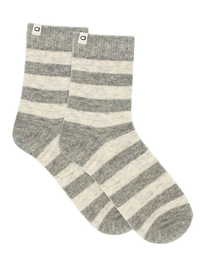 Winter Stripe Crew Sock in Grey Marle